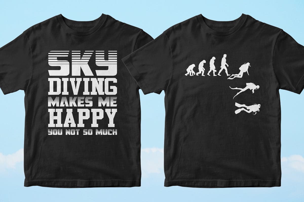 Skydiver 50 Editable T-shirt Designs Bundle Part 1