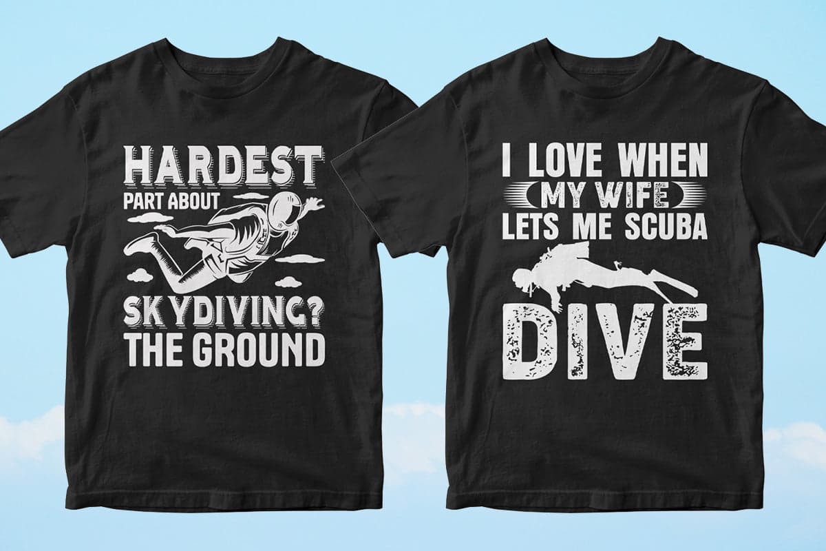Skydiver 50 Editable T-shirt Designs Bundle Part 1
