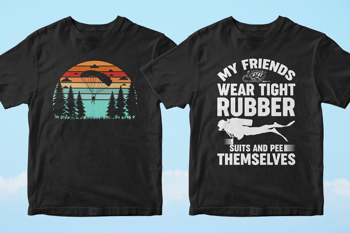 Skydiver 50 Editable T-shirt Designs Bundle Part 1