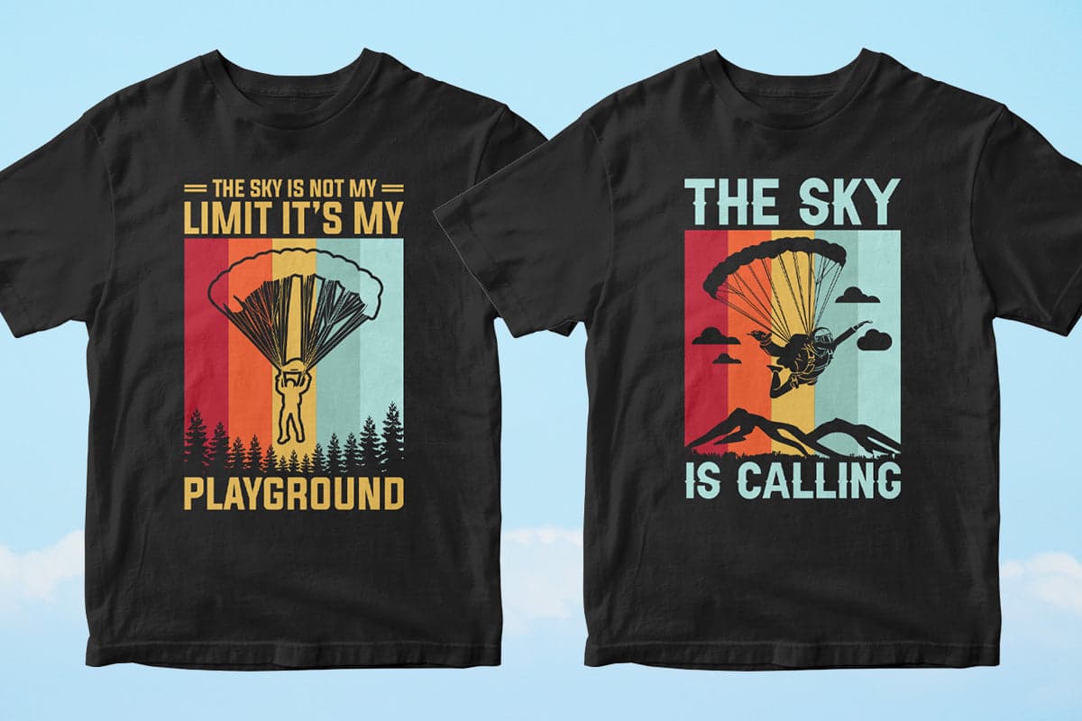 Skydiver 50 Editable T-shirt Designs Bundle Part 1