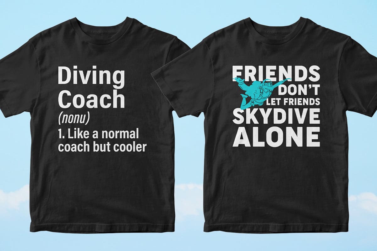 Skydiver 50 Editable T-shirt Designs Bundle Part 1
