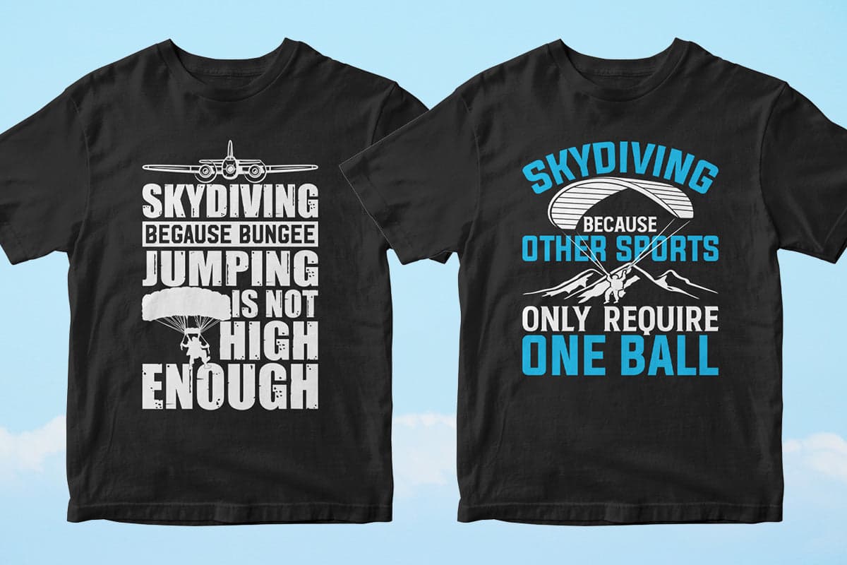 Skydiver 50 Editable T-shirt Designs Bundle Part 1