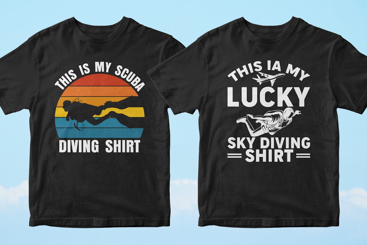 Skydiver 50 Editable T-shirt Designs Bundle Part 1