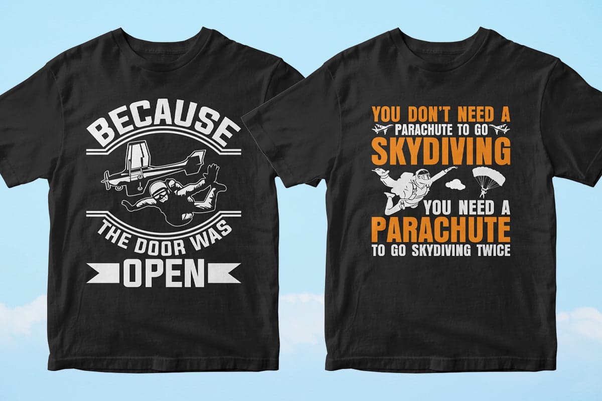 Skydiver 50 Editable T-shirt Designs Bundle Part 1