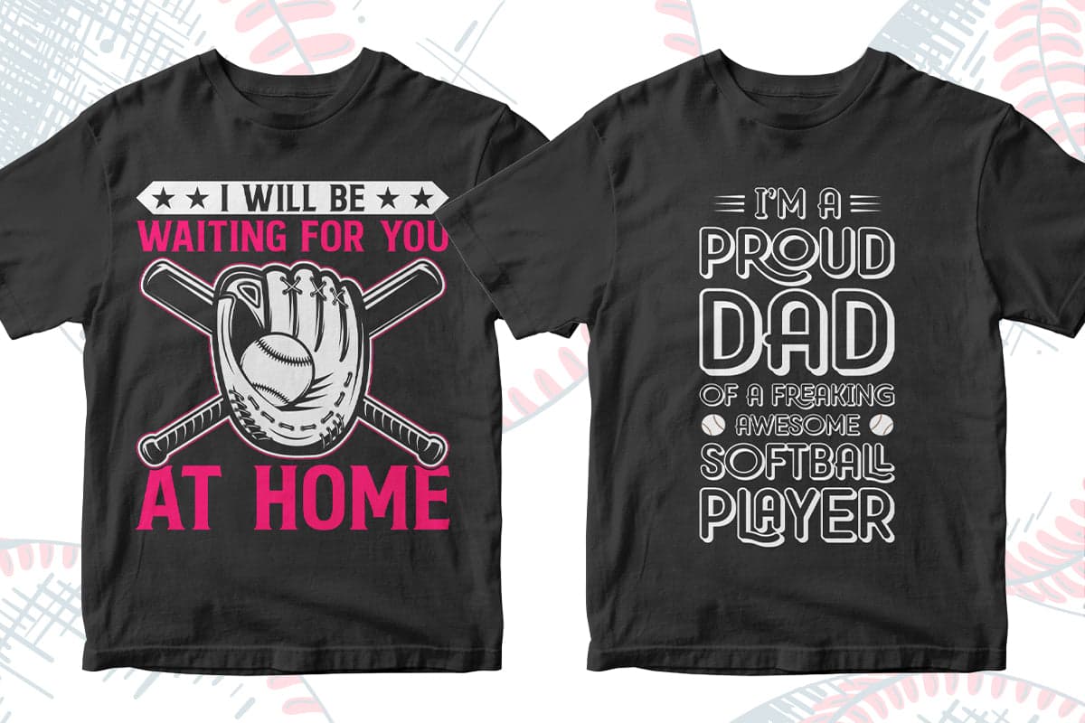 Softball 50 Editable T-shirt Designs Bundle Part 1