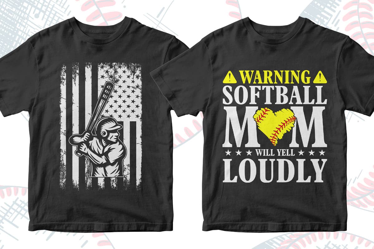 Softball 50 Editable T-shirt Designs Bundle Part 1