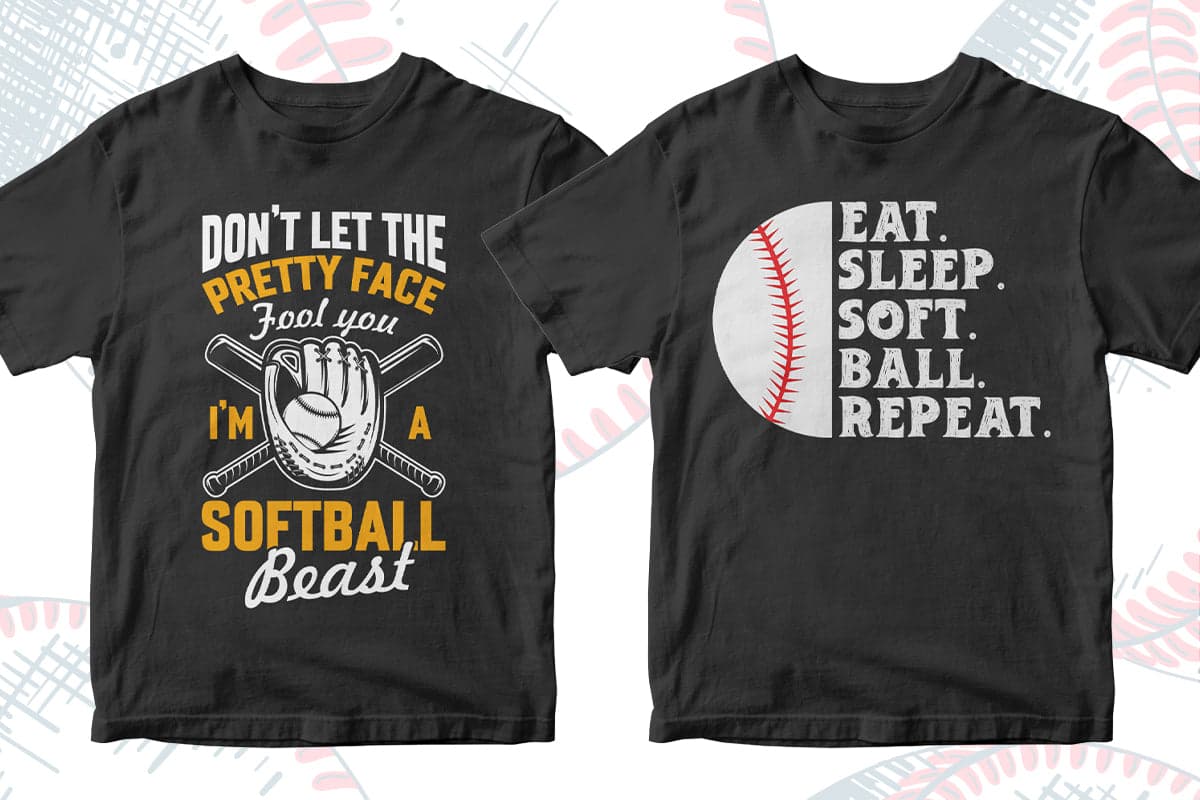 Softball 50 Editable T-shirt Designs Bundle Part 1