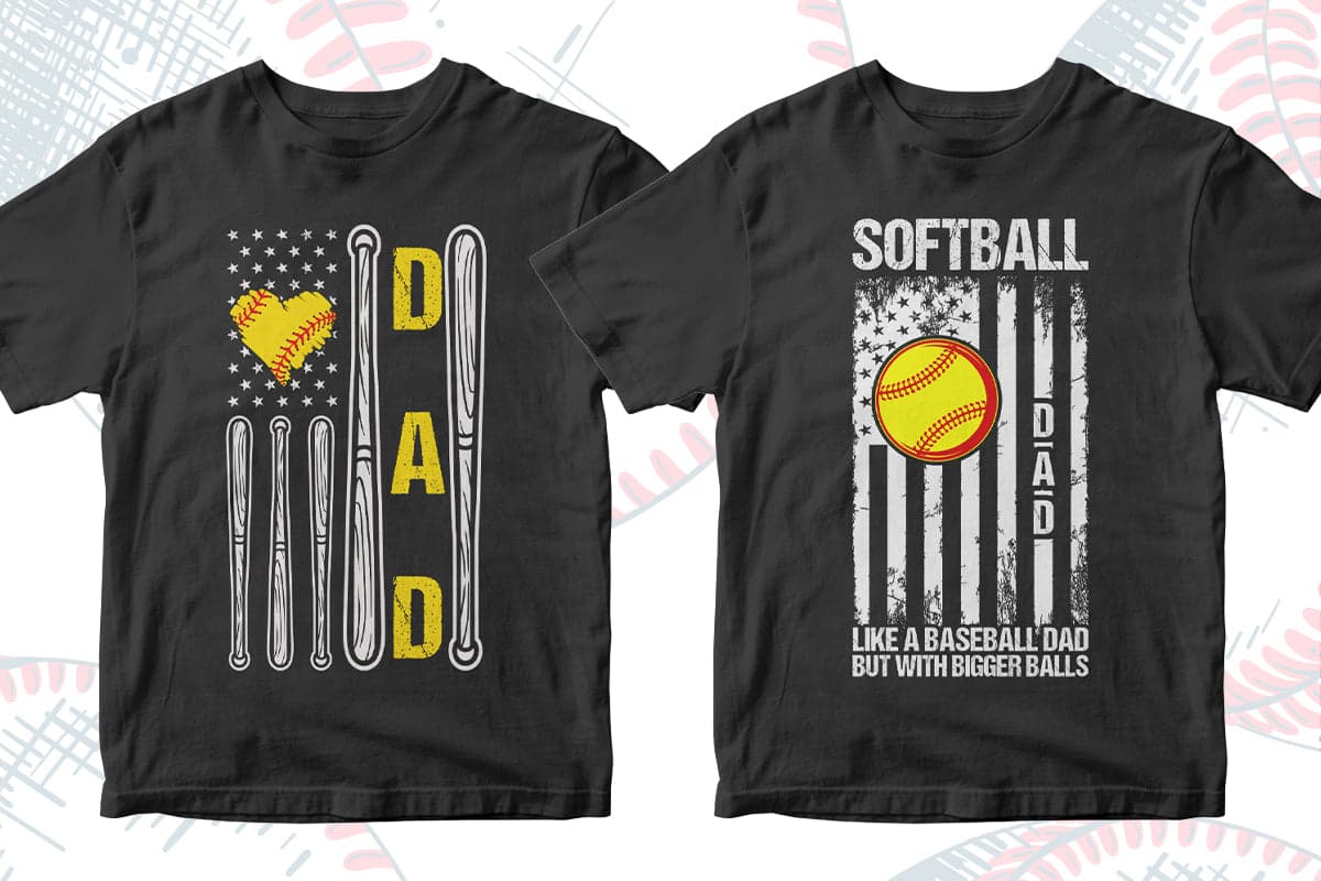 Softball 50 Editable T-shirt Designs Bundle Part 1