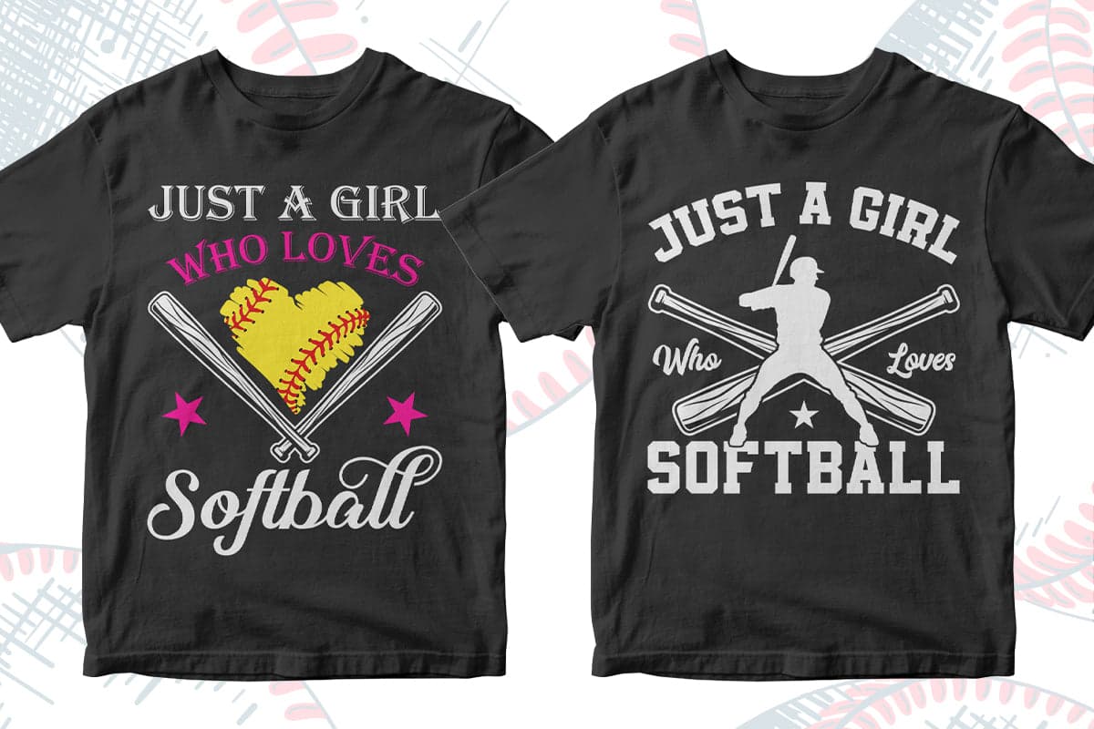 Softball 50 Editable T-shirt Designs Bundle Part 1