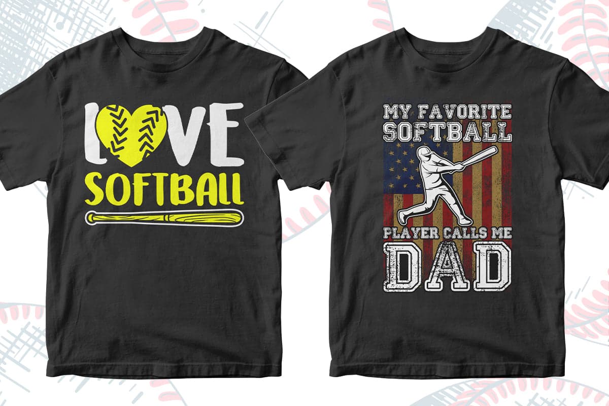 Softball 50 Editable T-shirt Designs Bundle Part 1
