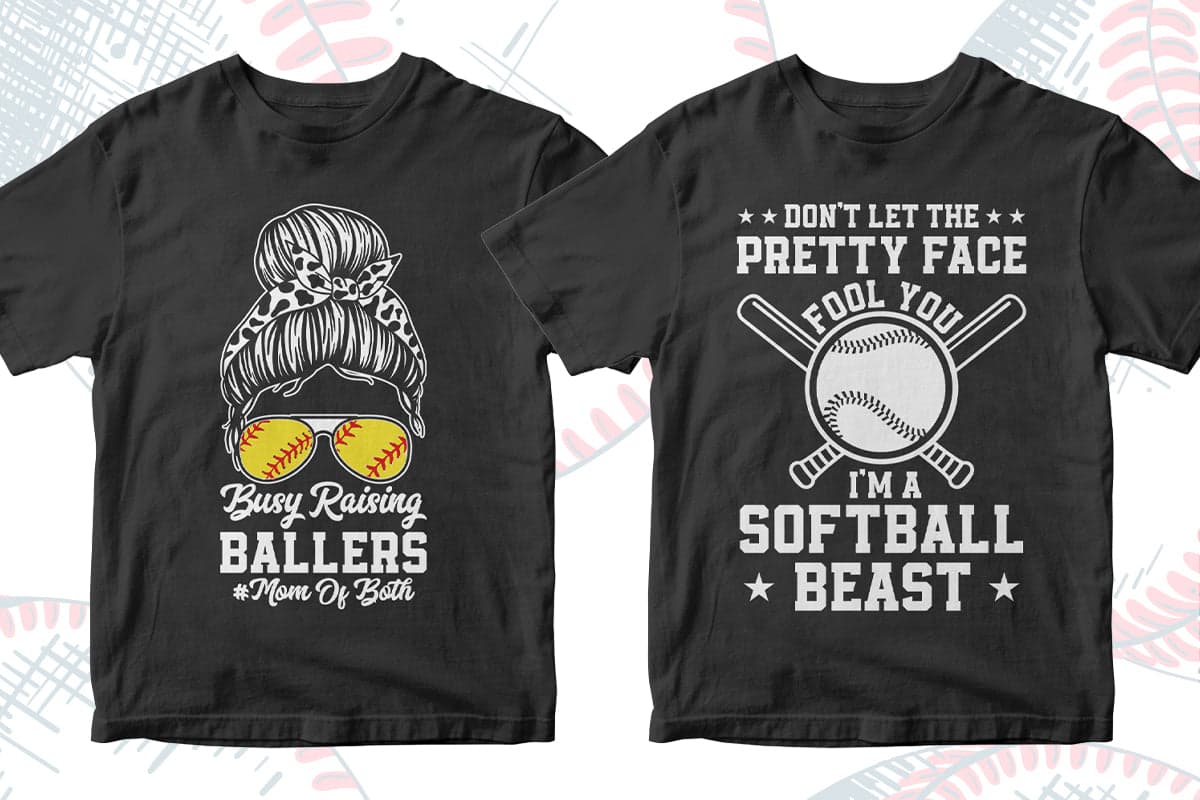 Softball 50 Editable T-shirt Designs Bundle Part 1