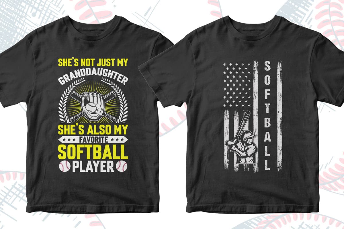 Softball 50 Editable T-shirt Designs Bundle Part 1