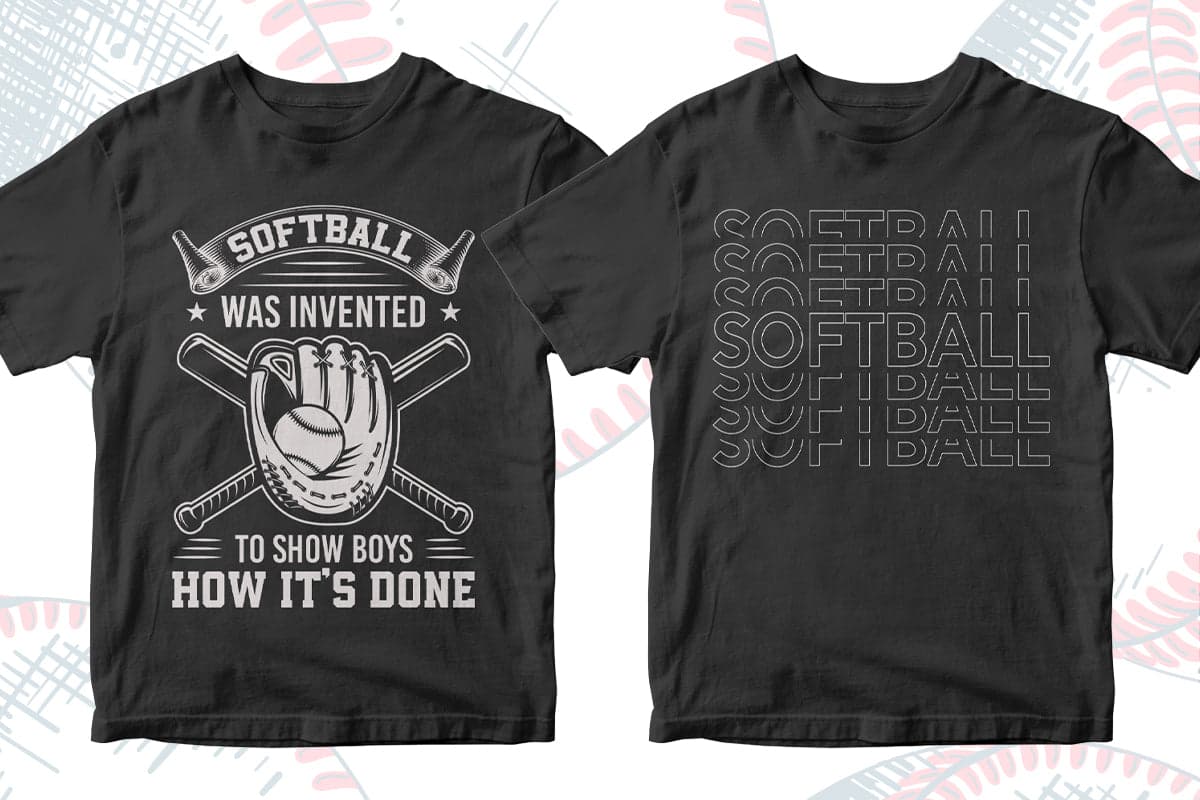 Softball 50 Editable T-shirt Designs Bundle Part 1