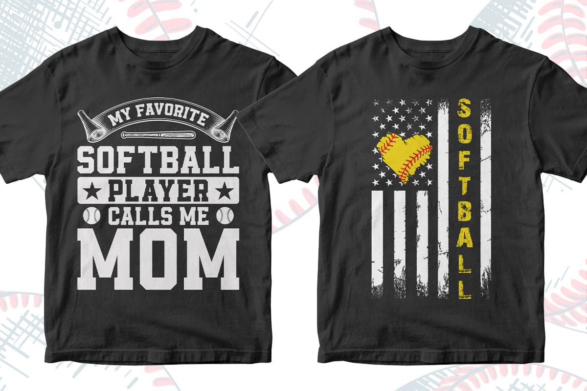 Softball 50 Editable T-shirt Designs Bundle Part 1