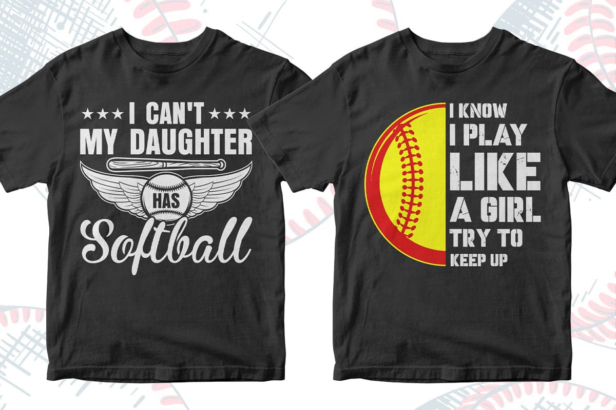 Softball 50 Editable T-shirt Designs Bundle Part 1