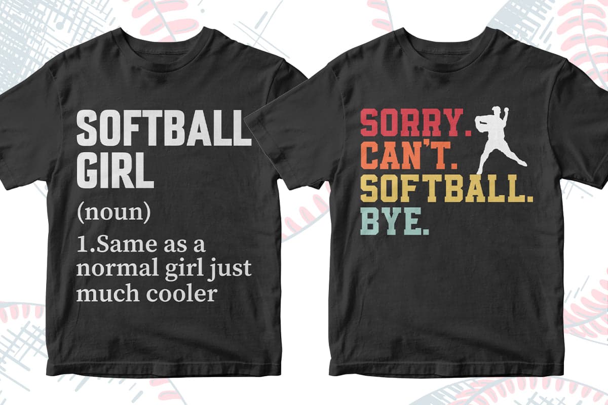 Softball 50 Editable T-shirt Designs Bundle Part 1