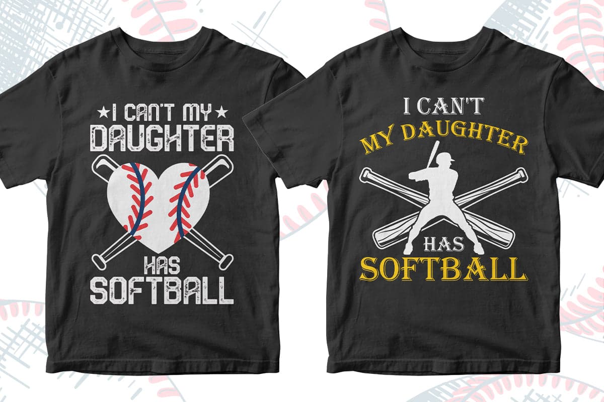Softball 50 Editable T-shirt Designs Bundle Part 1