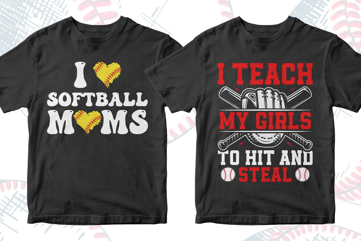 Softball 50 Editable T-shirt Designs Bundle Part 1