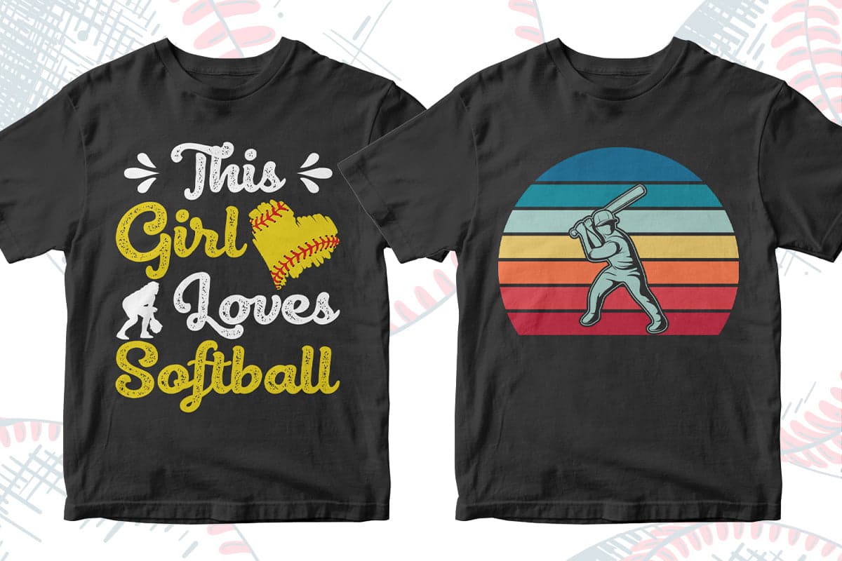 Softball 50 Editable T-shirt Designs Bundle Part 1