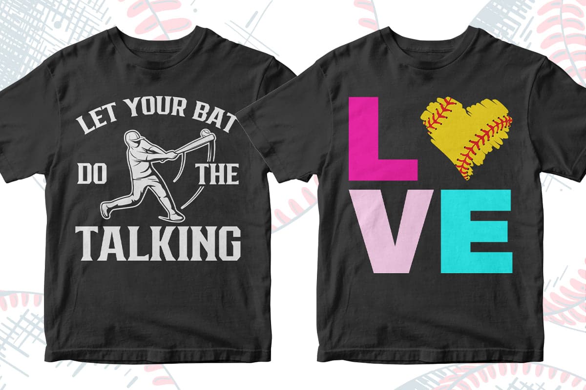 Softball 50 Editable T-shirt Designs Bundle Part 1