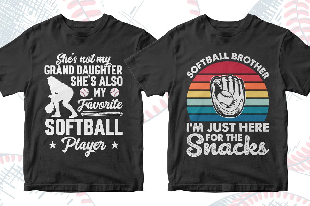 Softball 50 Editable T-shirt Designs Bundle Part 1