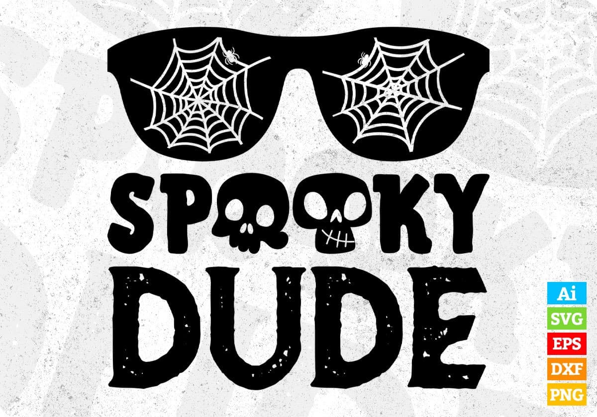 Spooky Dude Ghost Spider Halloween T shirt Design In Png Svg Cutting Printable Files