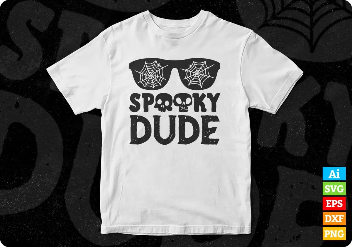 Spooky Dude Ghost Spider Halloween T shirt Design In Png Svg Cutting Printable Files