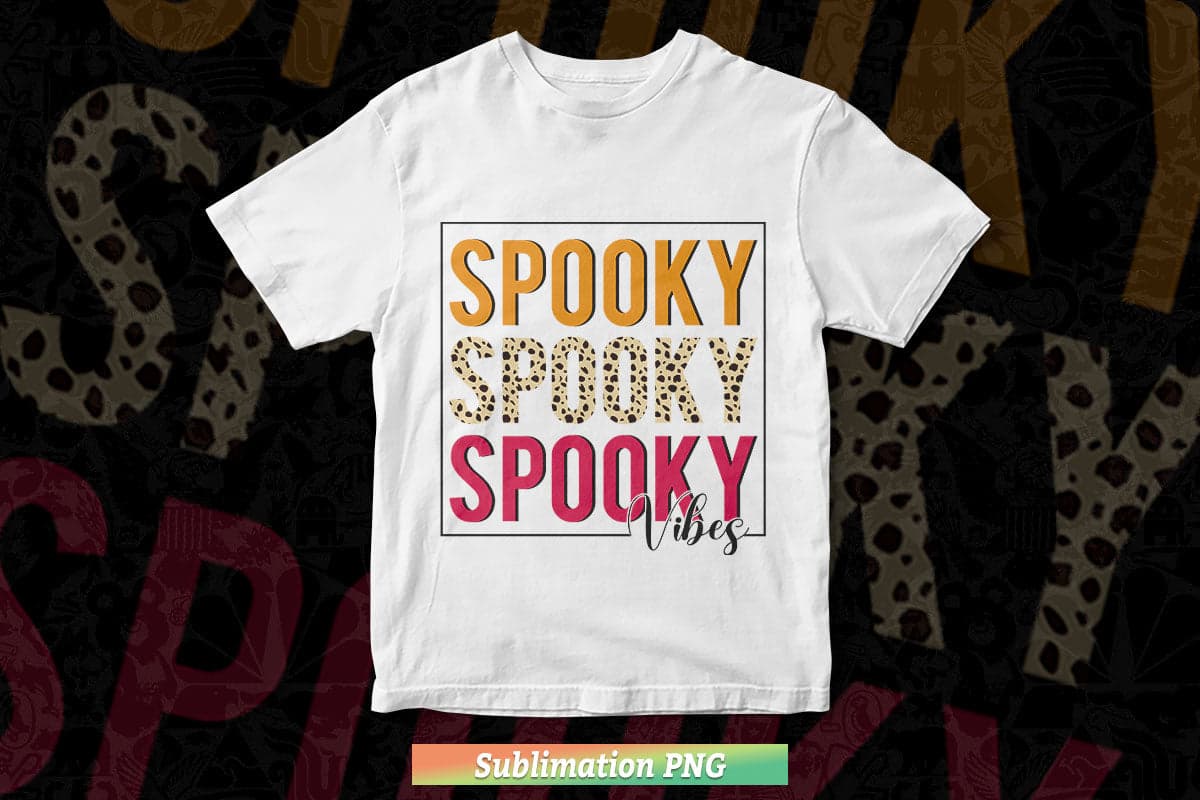 Spooky vibes leopard Halloween Fall Png Cut Files.