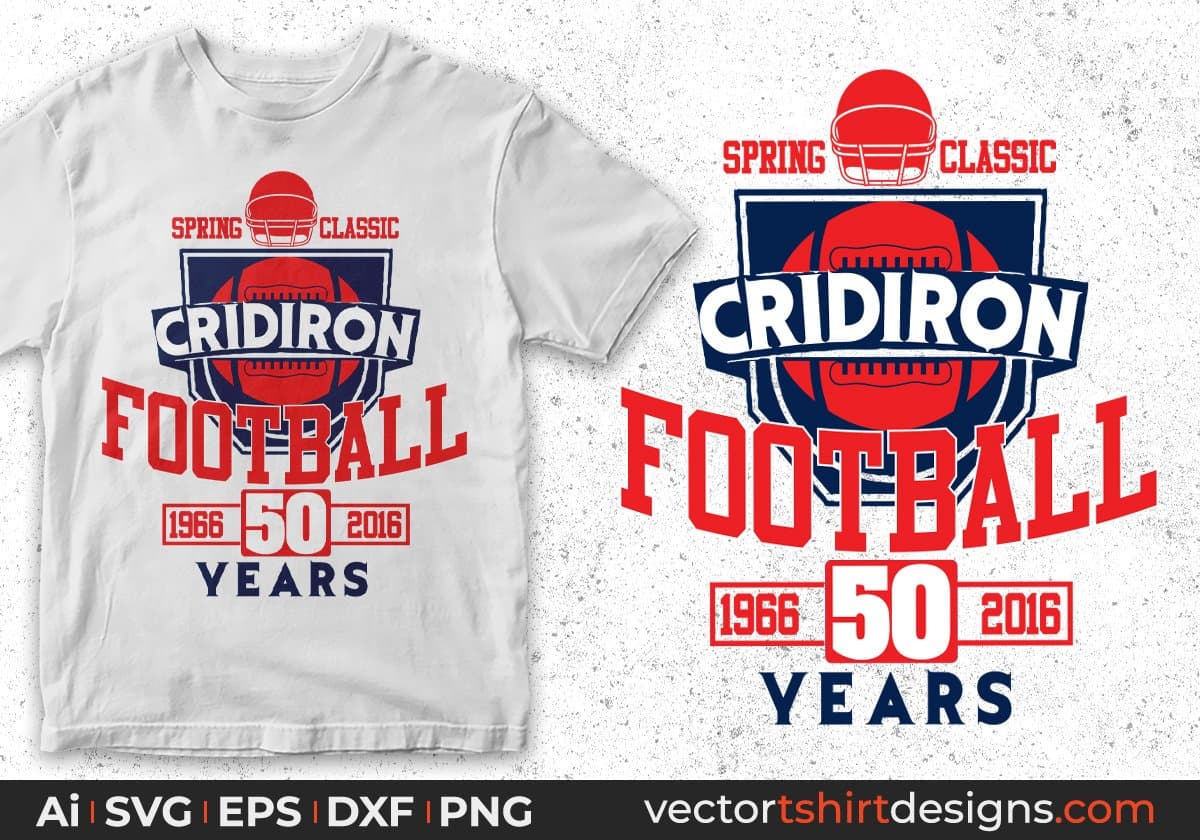 Spring Classic Gridiron Football 50 Years American Football Editable T shirt Design Svg Cutting Printable Files