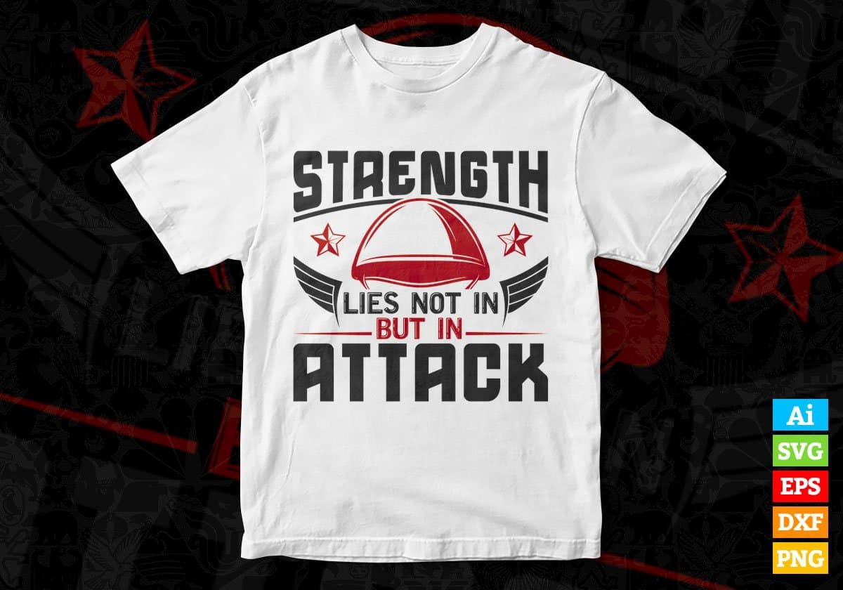 Strength Lies Not In But In Attack Air Force Editable Vector T shirt Designs In Svg Png Printable Files