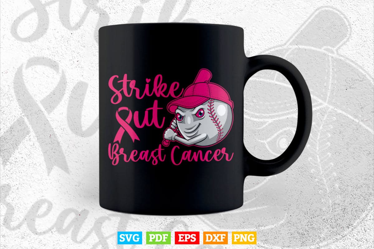 Strike Out Breast Cancer Baseball Fight Svg Digital Files.