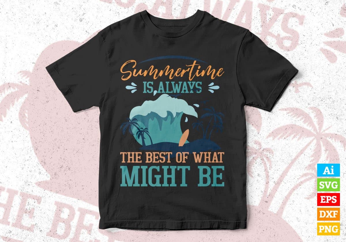 Summertime Is Always The Best Of What Might Be Editable Vector T shirt Design In Svg Png Printable Files