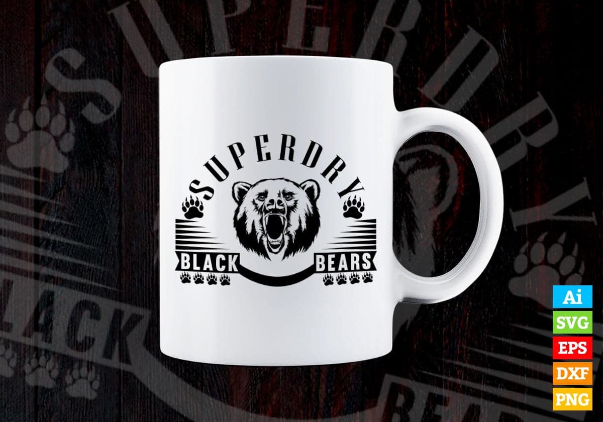 Superdry Black Bears Animal Vector T-shirt Design in Ai Svg Png Files
