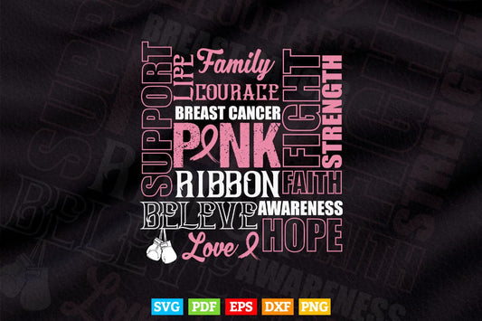 Support Breast Cancer Awareness Faith Fight Hope Svg Png Cricut Files