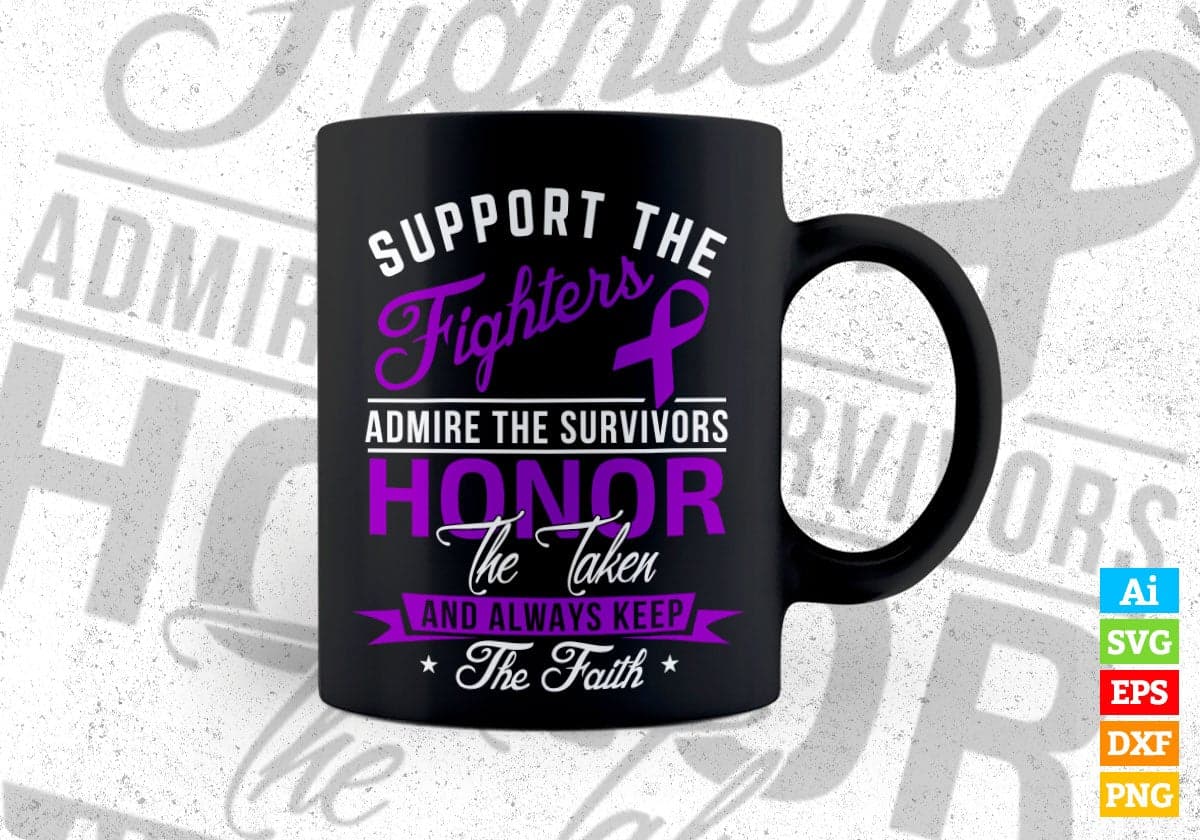 Support The Fighter Admire The Survivors Awareness Vector T-shirt Design in Ai Svg Png Files