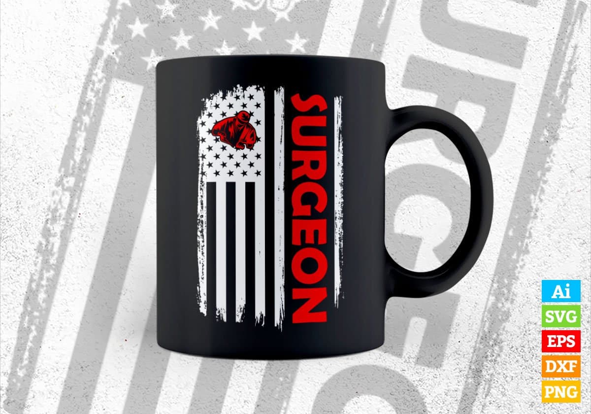 Surgeon USA Flag Proud Professions Gift Editable Vector T-shirt Design in Ai Svg Files