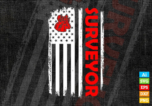 Surveyor USA Flag Proud Professions Gift Editable Vector T-shirt Design in Ai Svg Files