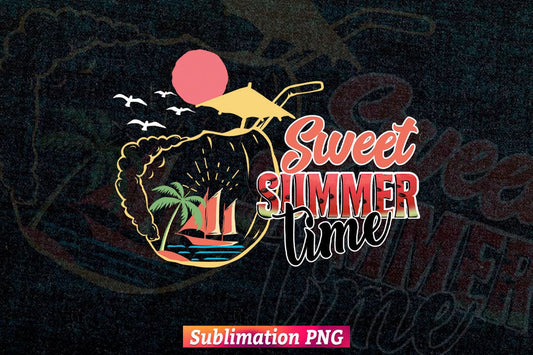 Sweet Summertime Sunset Beach Summer T shirt Design Png Sublimation Printable Files
