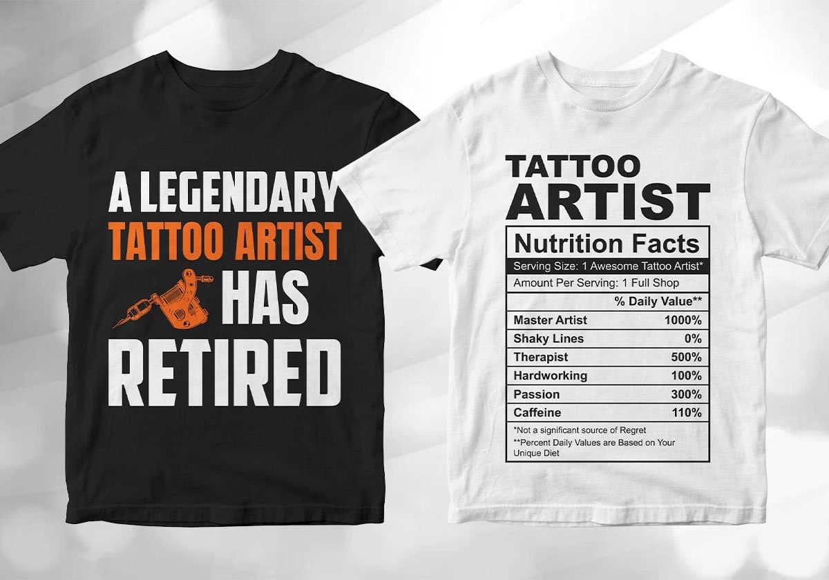 Tattoo Artist 25 Editable T-shirt Designs Bundle