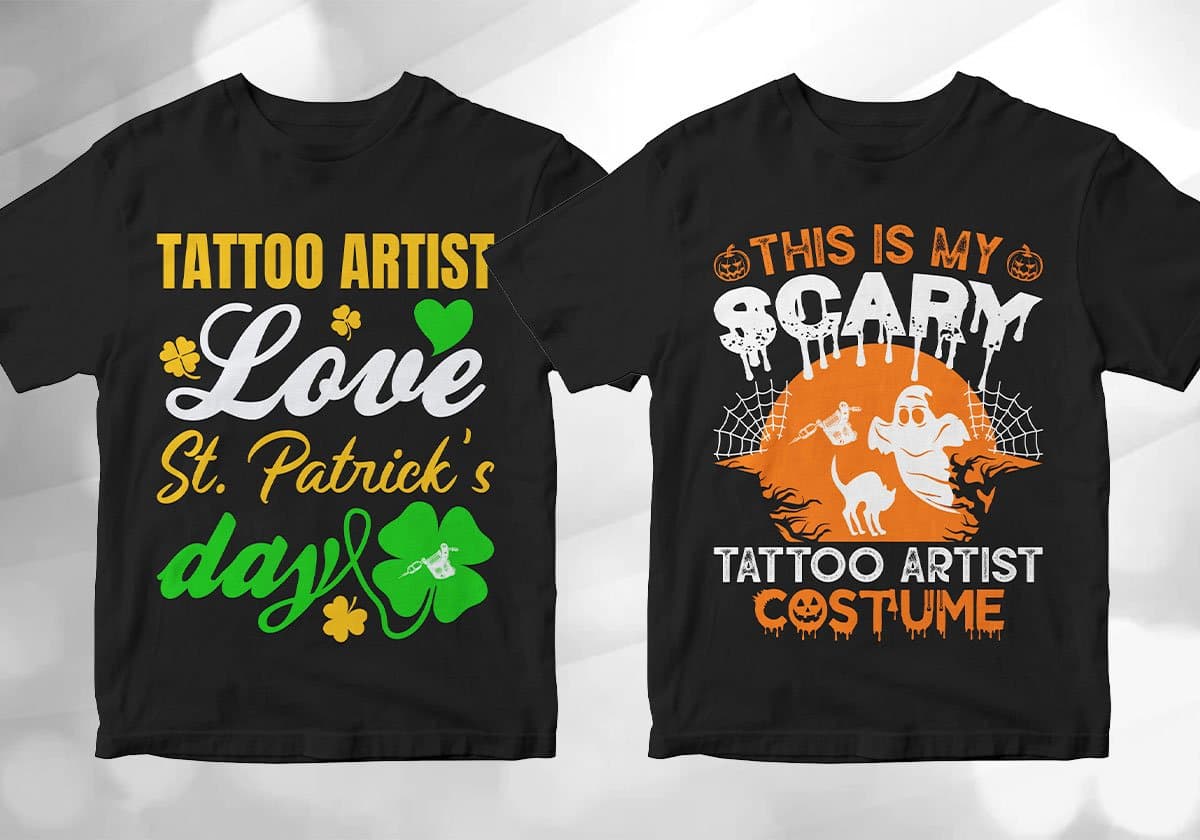 Tattoo Artist 25 Editable T-shirt Designs Bundle