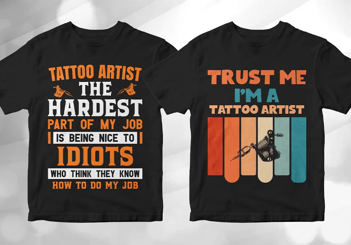 Tattoo Artist 25 Editable T-shirt Designs Bundle