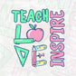 Teach Love Inspire Hand Drawn Chalkboard Editable Vector T-shirt Design in Ai Svg Png Printable Files