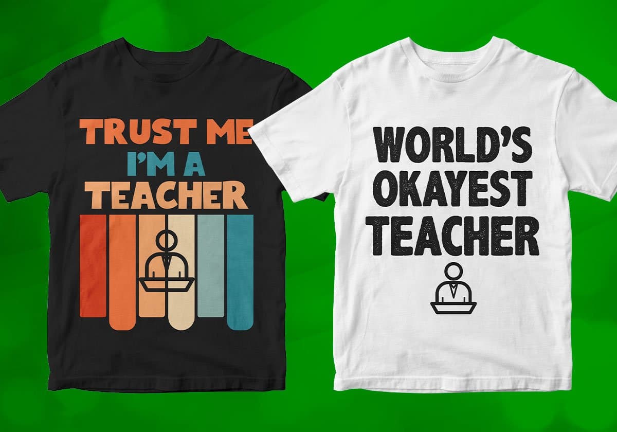 Teacher 25 Editable T-shirt Designs Bundle