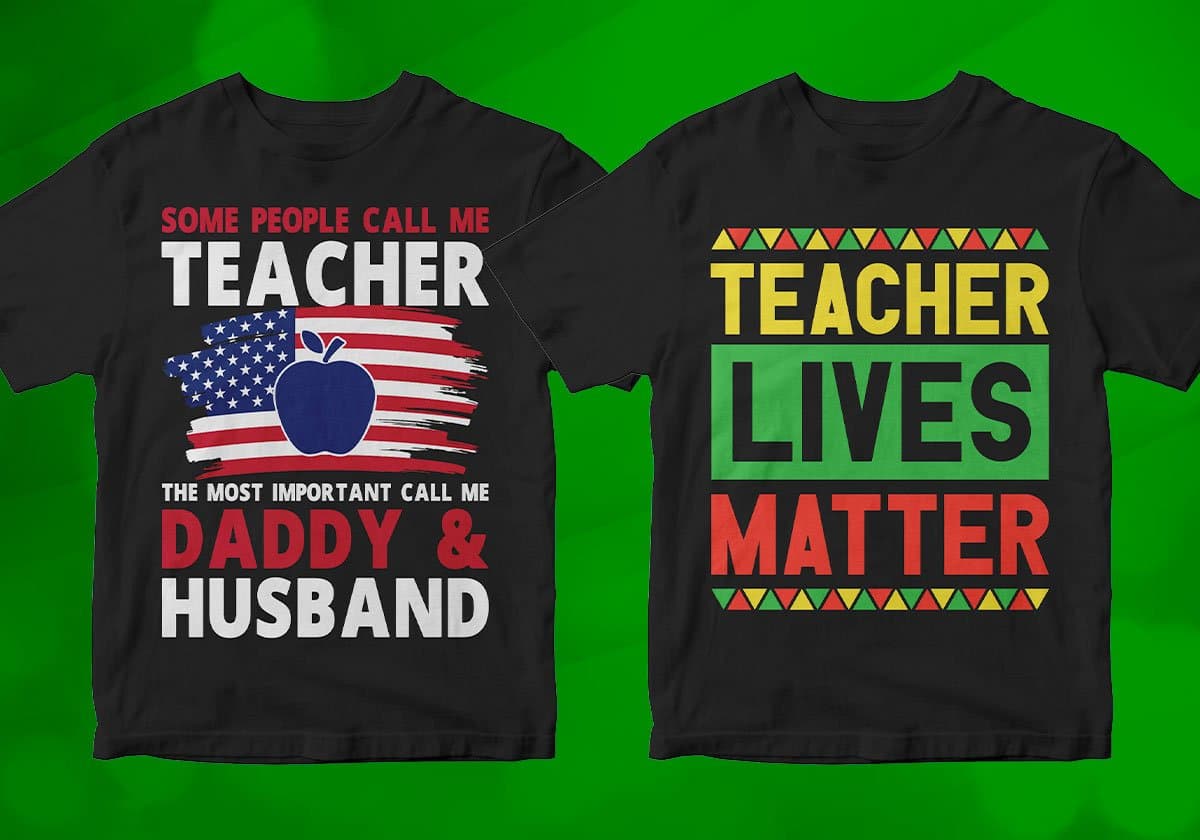Teacher 25 Editable T-shirt Designs Bundle