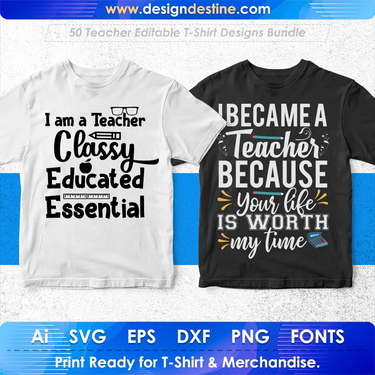 Teacher 50 Editable T-shirt Designs Bundle Part 1