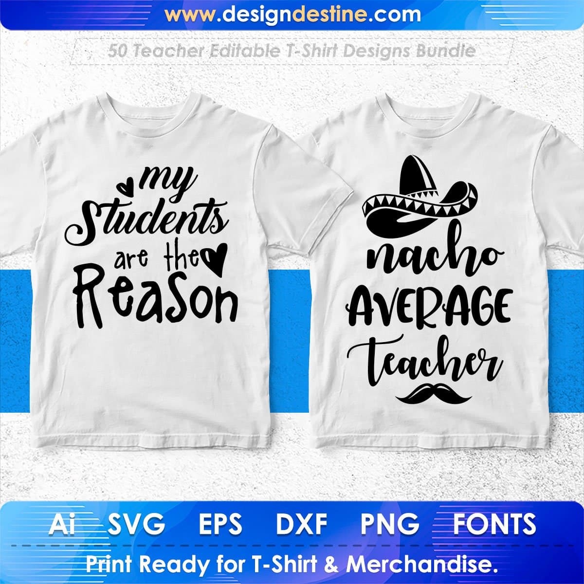 Teacher 50 Editable T-shirt Designs Bundle Part 1