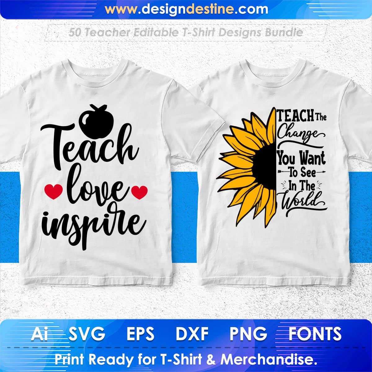 Teacher 50 Editable T-shirt Designs Bundle Part 1