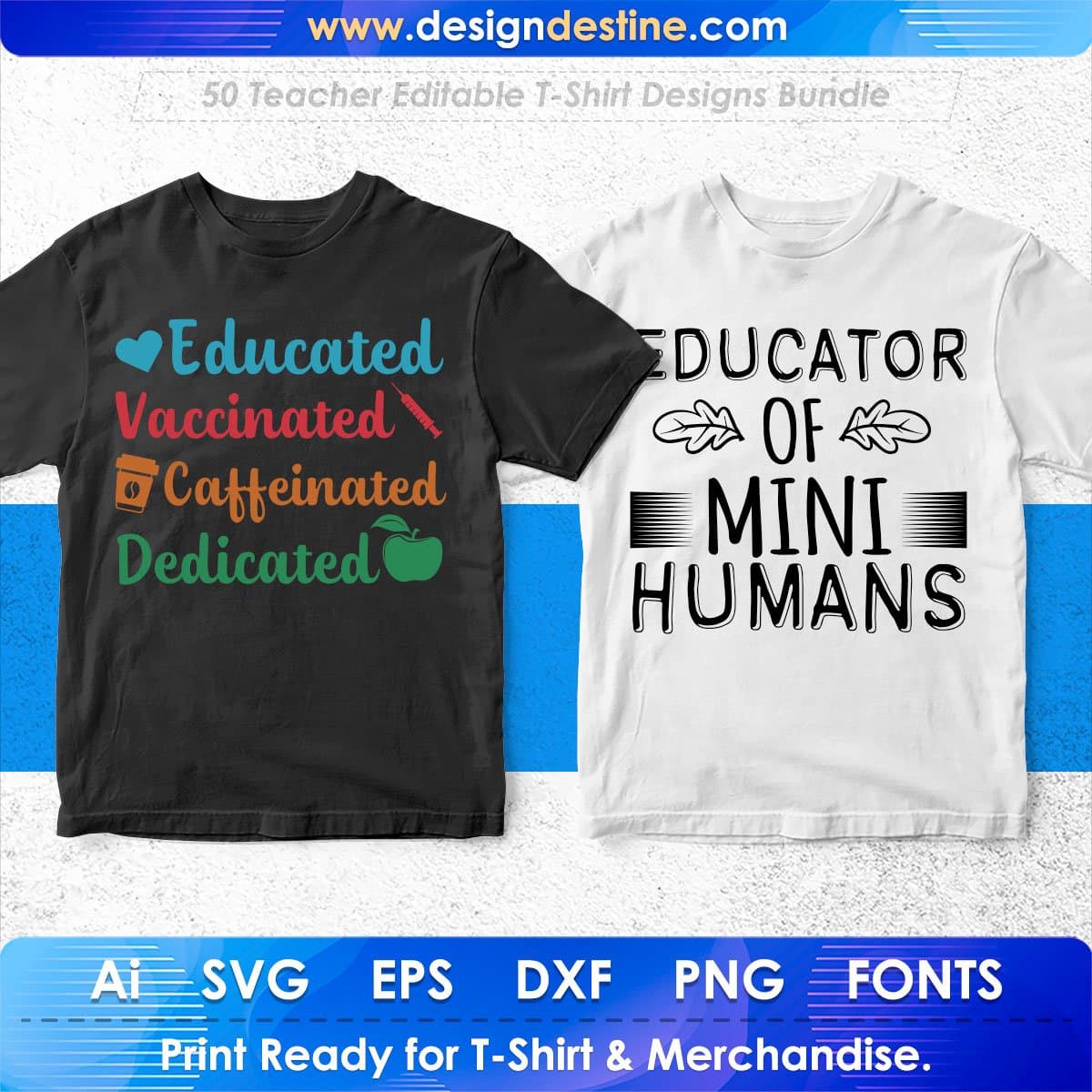 Teacher 50 Editable T-shirt Designs Bundle Part 1