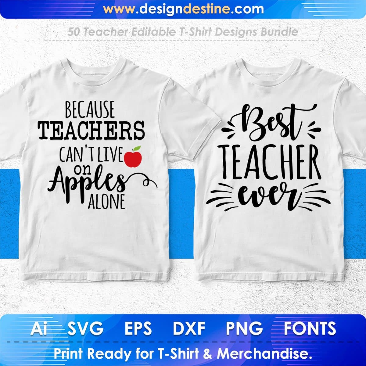 Teacher 50 Editable T-shirt Designs Bundle Part 1