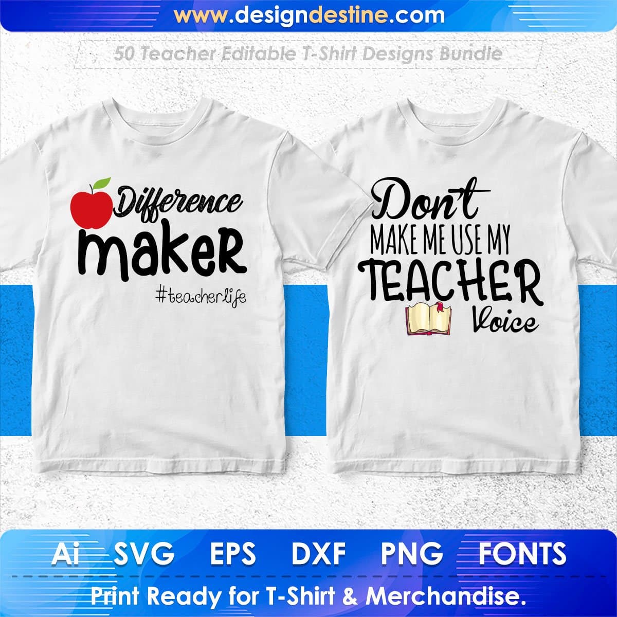 Teacher 50 Editable T-shirt Designs Bundle Part 1